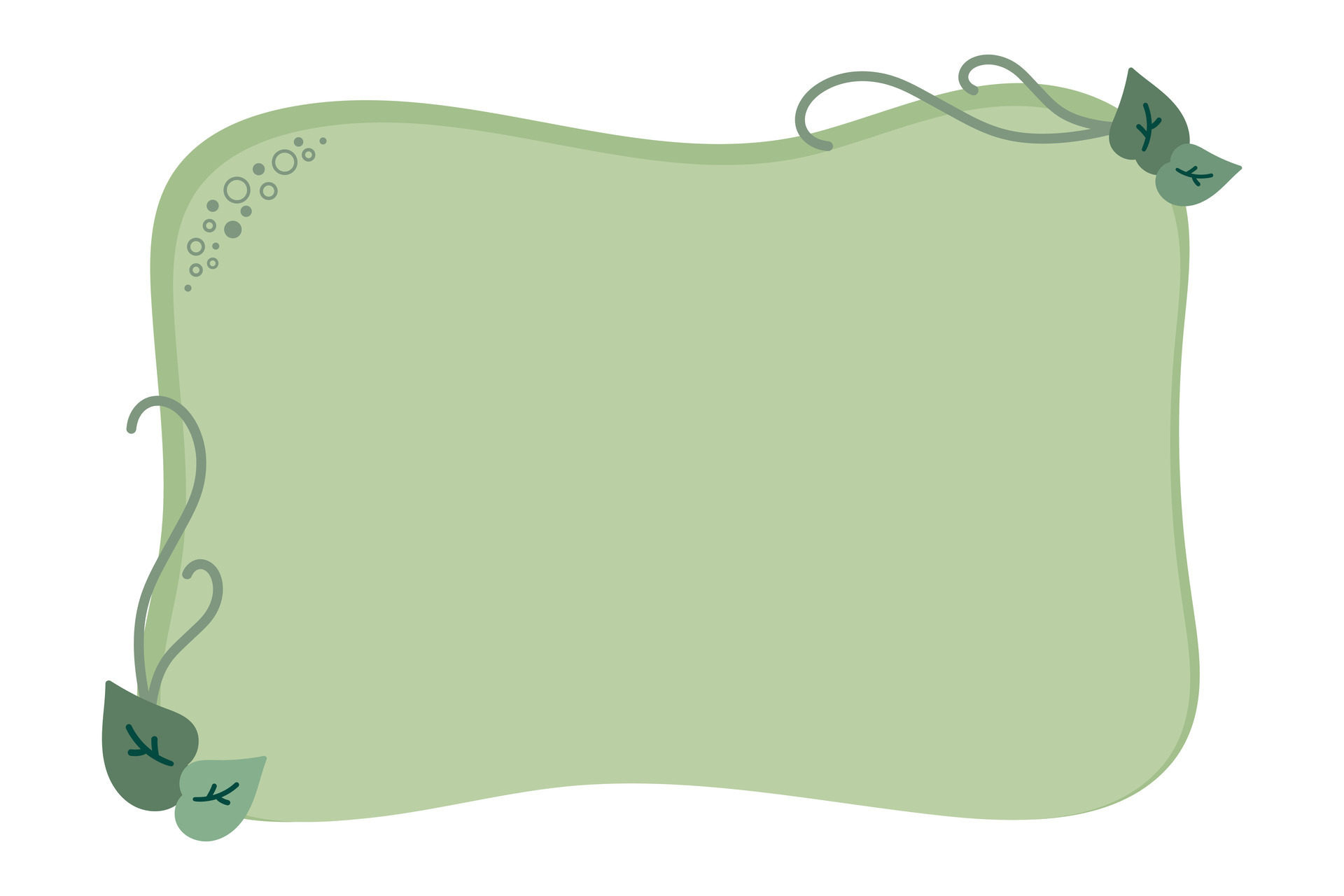 Hand drawn frame for text with leaves. Simple doodle template with copy ...