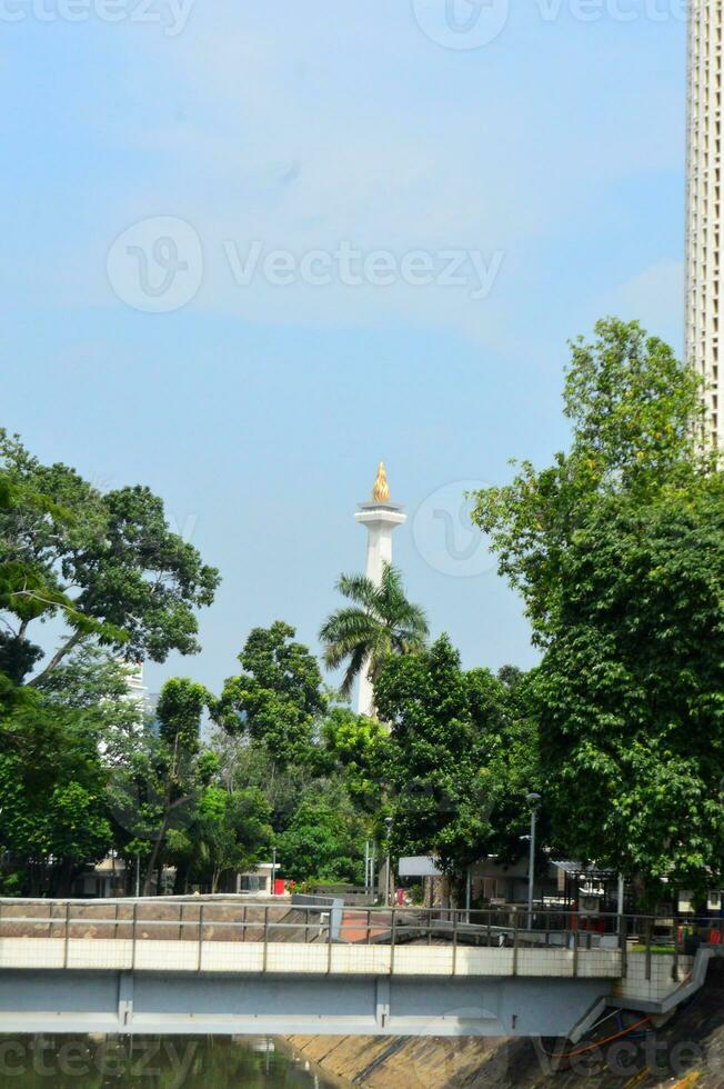 View of the city of Jakarta from a height monas photo