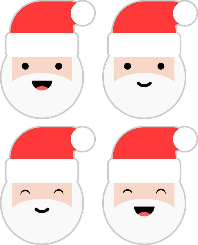 sonriente Papa Noel claus cara en plano estilo vector ilustración