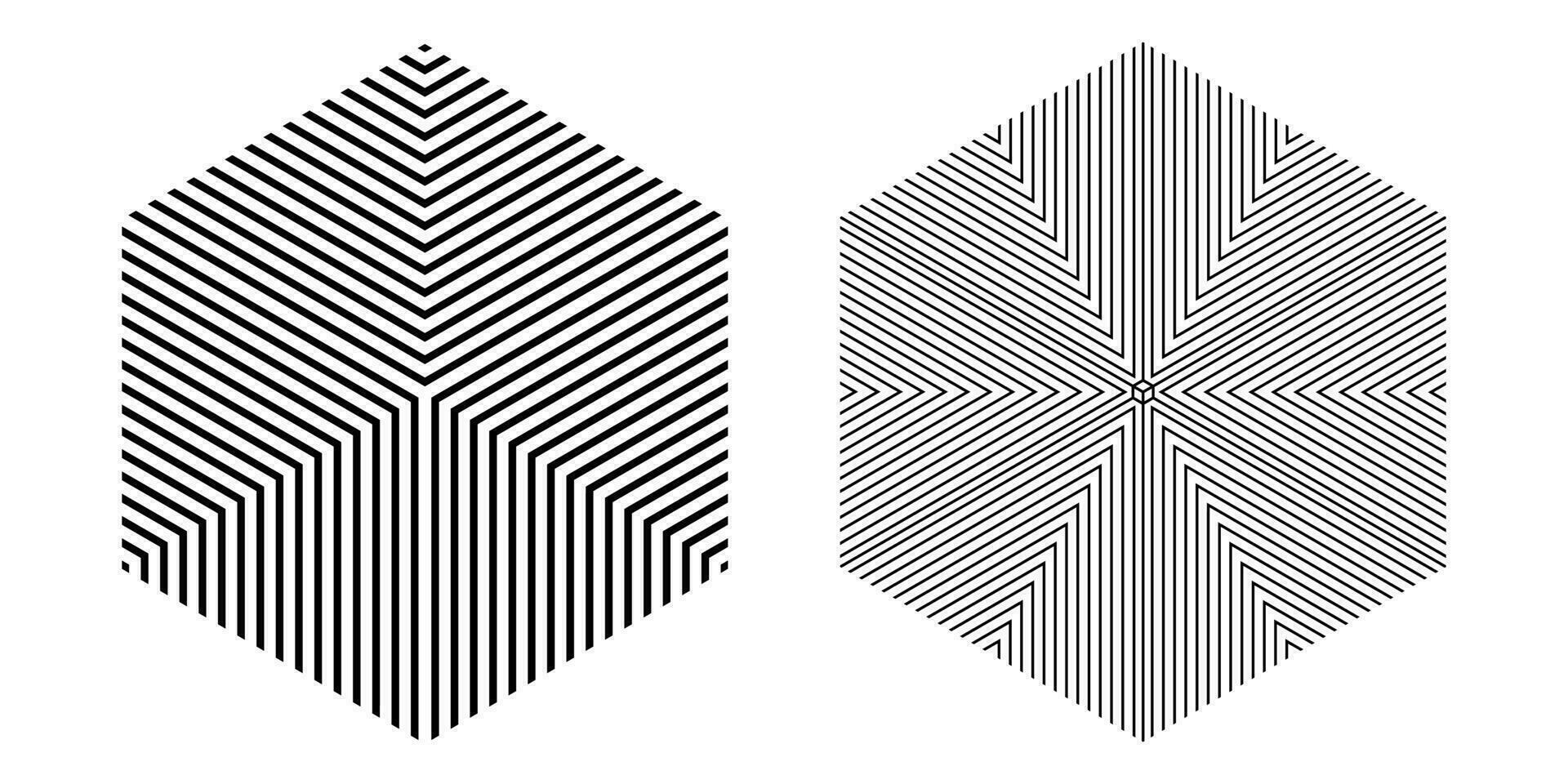 black white hexagonal stripe set vector
