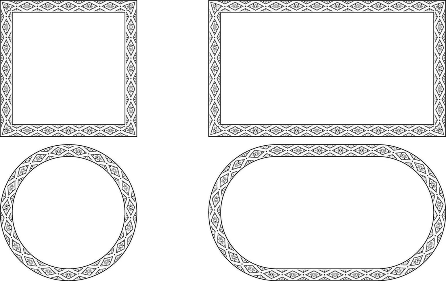 outline american indian ethnic frame set vector