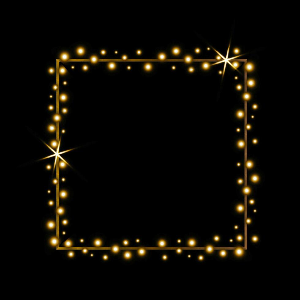 Square frame with lights. Christmas decoration. Vector design.