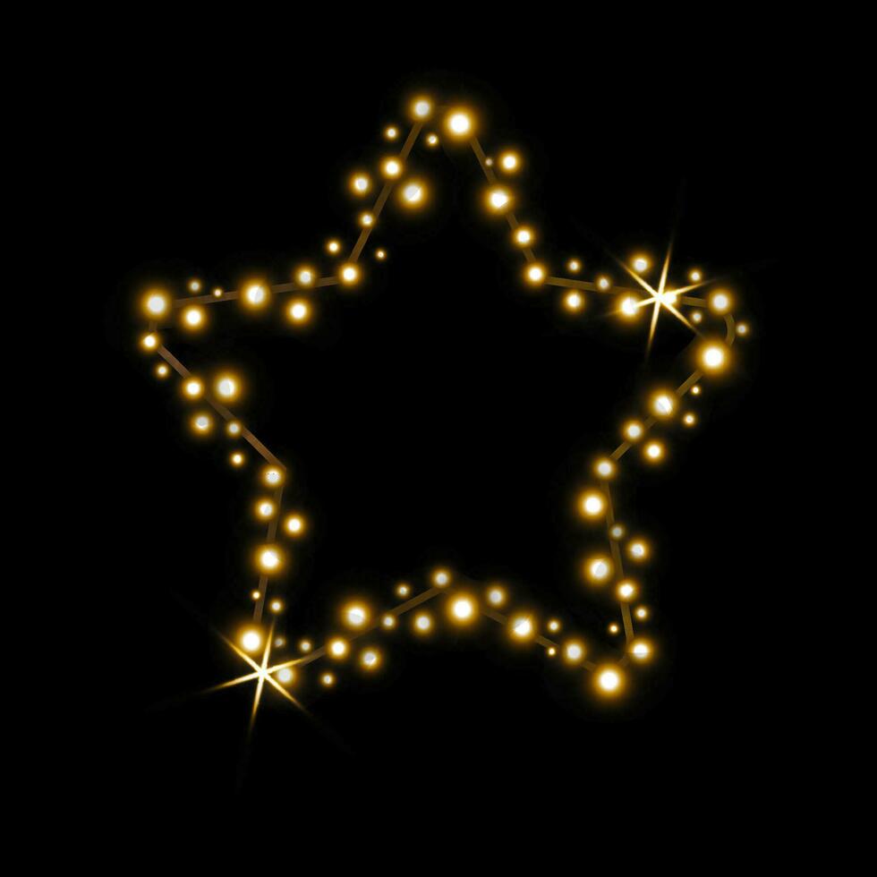 Star shape with lights. Christmas decoration. Vector design.