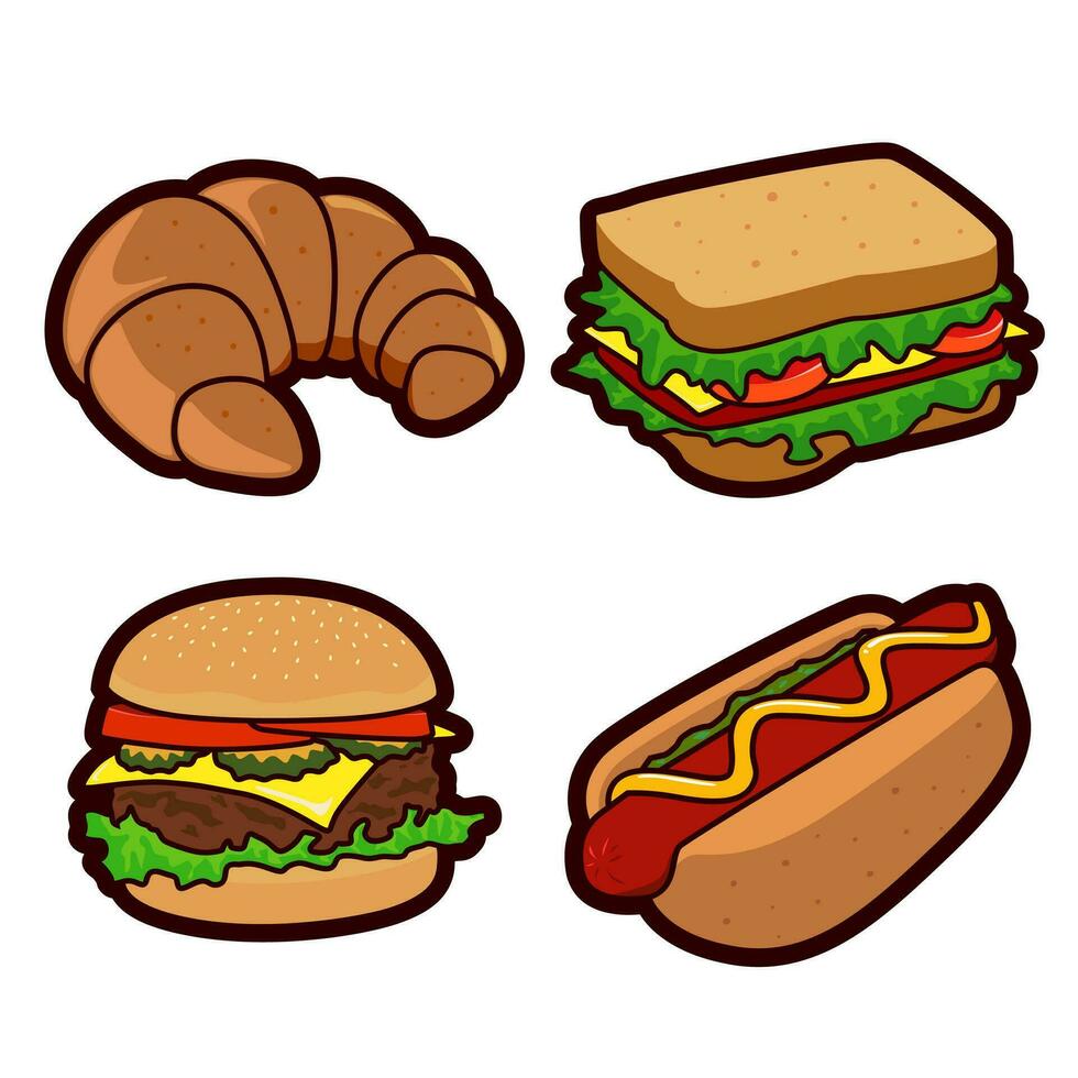 conjunto de comida dibujos animados ilustración vector