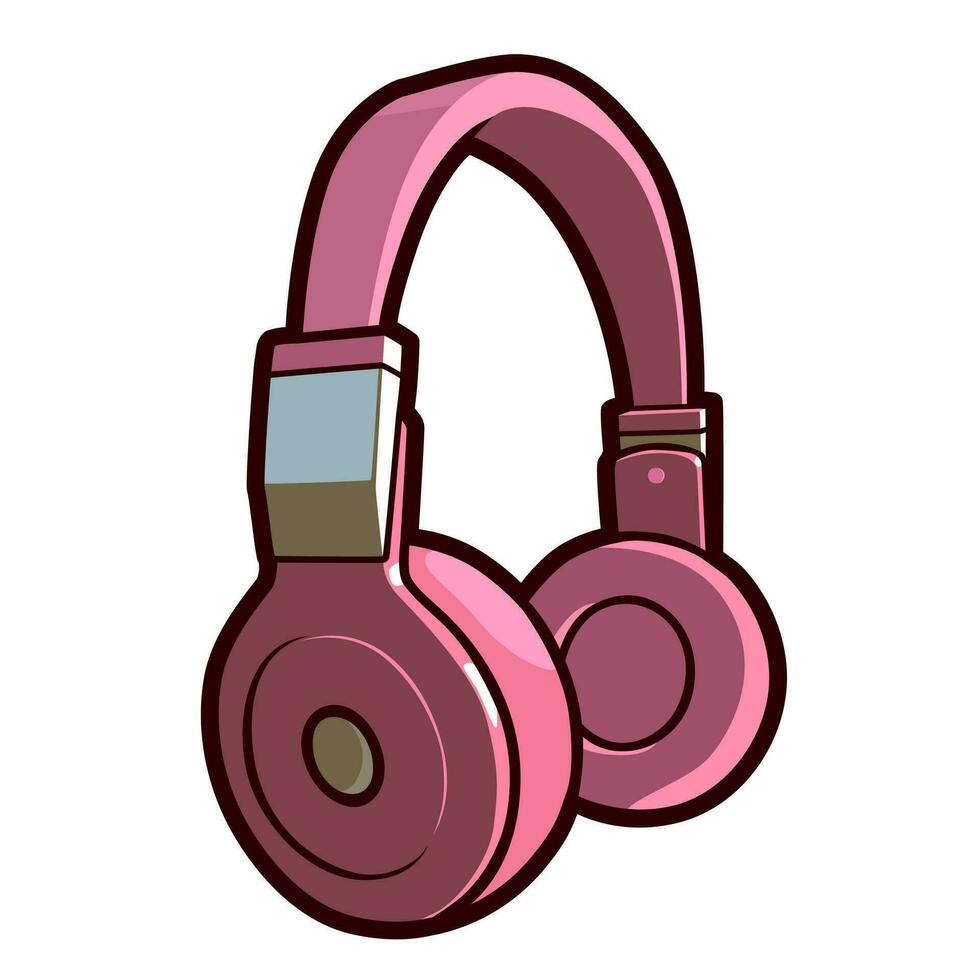 pink headphone cartoon illustration vector