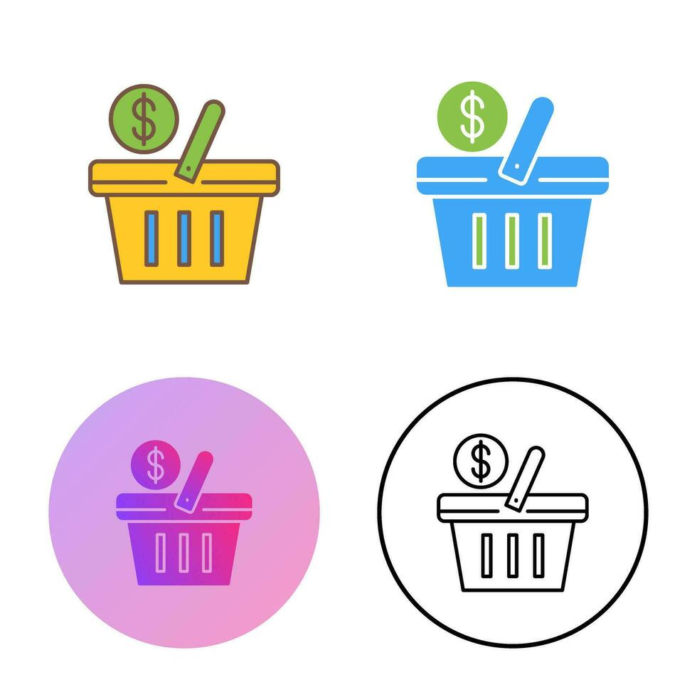 icono de vector de cesta de compras