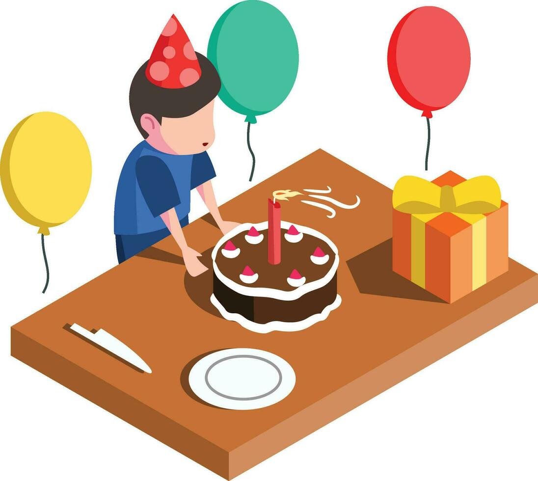 ISOMETRIC BIRTHDAY BOY vector