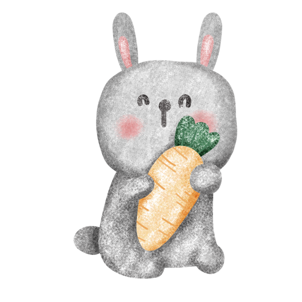 Cute bunny cartoon with carrot. png