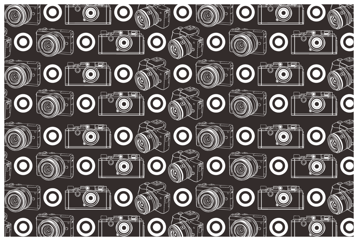Camera Line Art Pattern With Transparent  Background png