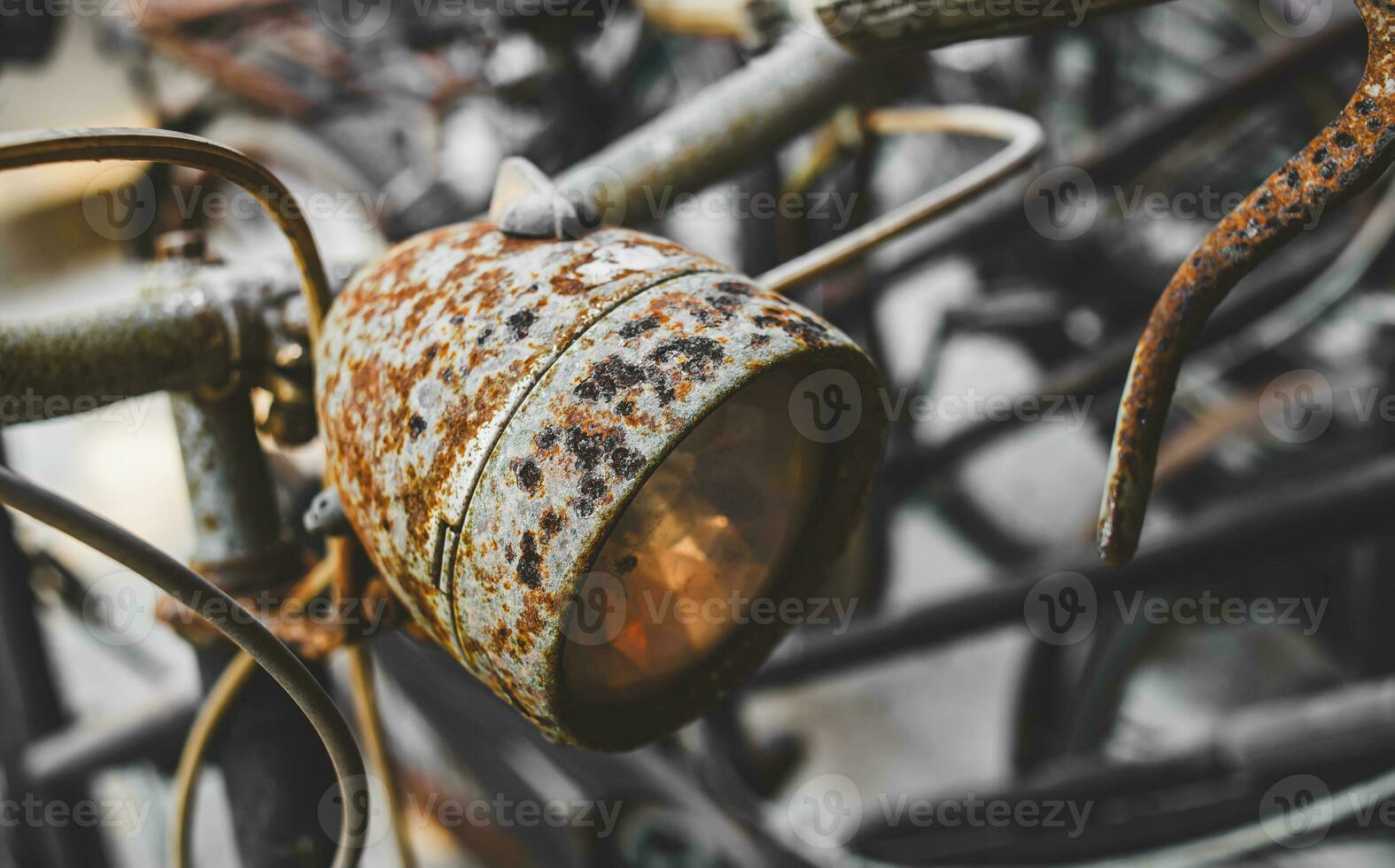 Old and dirty with rusty classic bicycle photo