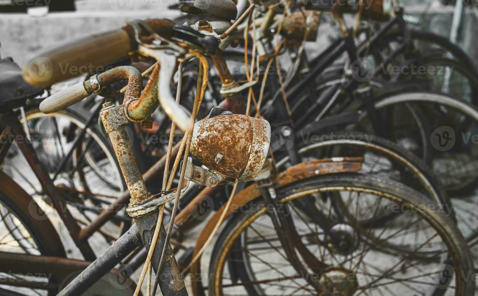 Old and dirty with rusty classic bicycle photo