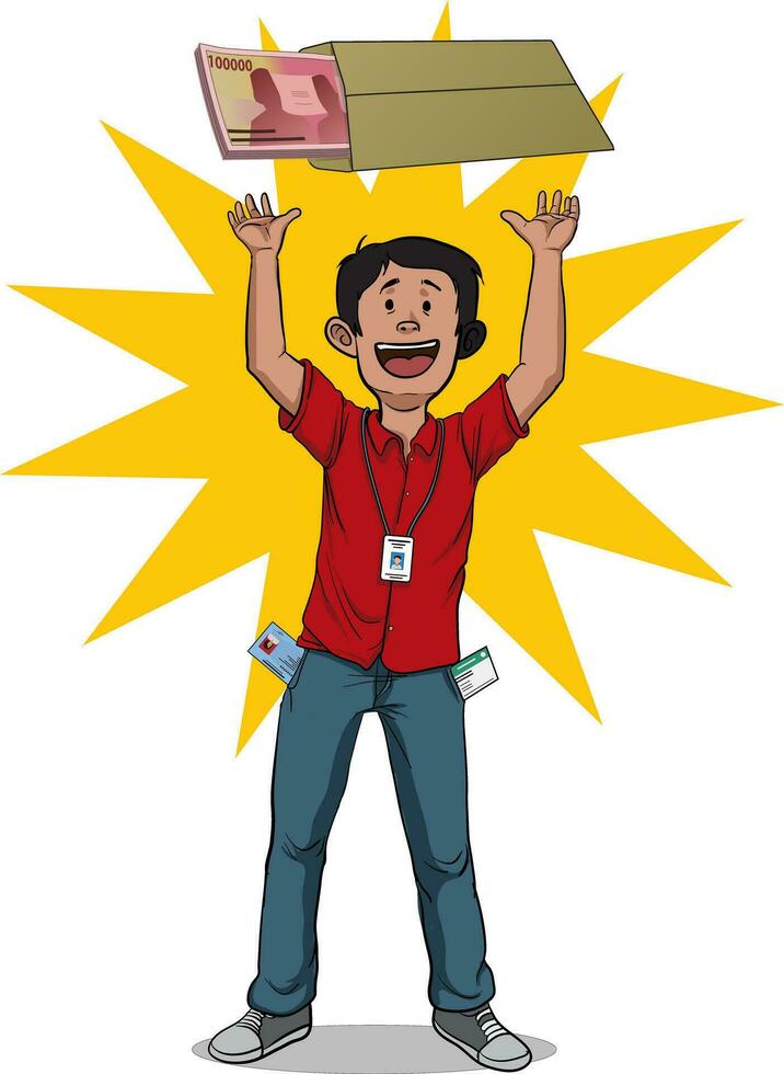 illustration of happy employee in pay day vector