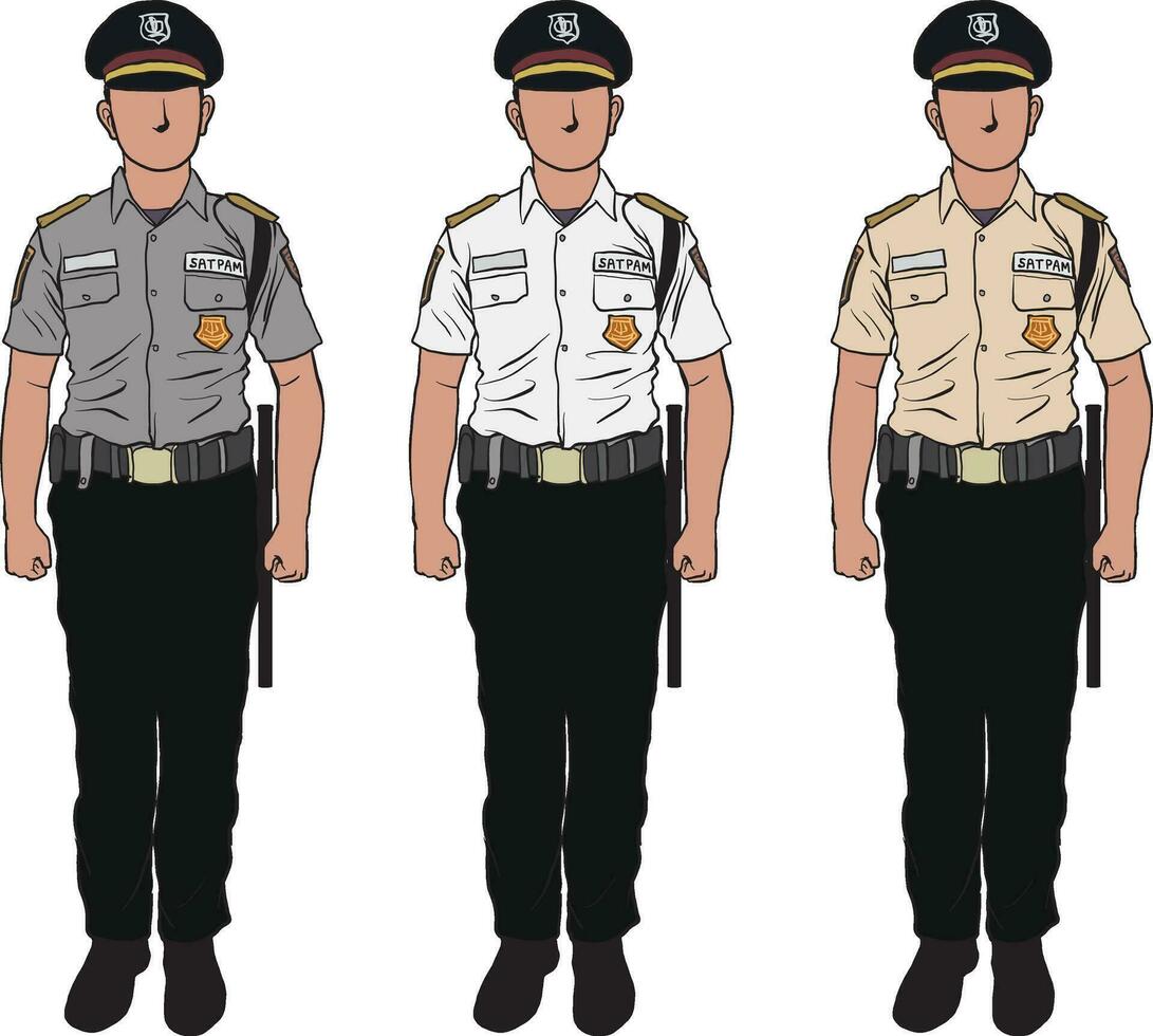 ilustración de seguridad en Indonesia. conocido como satpam vector