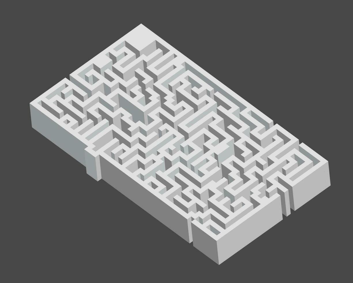 illustration of isometric maze building vector