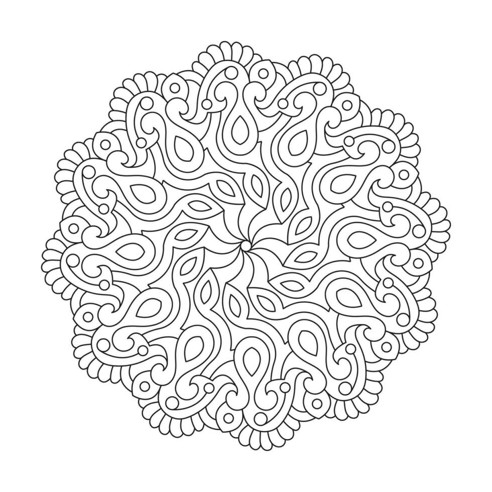 Paisley Perfection Rotate coloring book mandala page for kdp book interior. vector