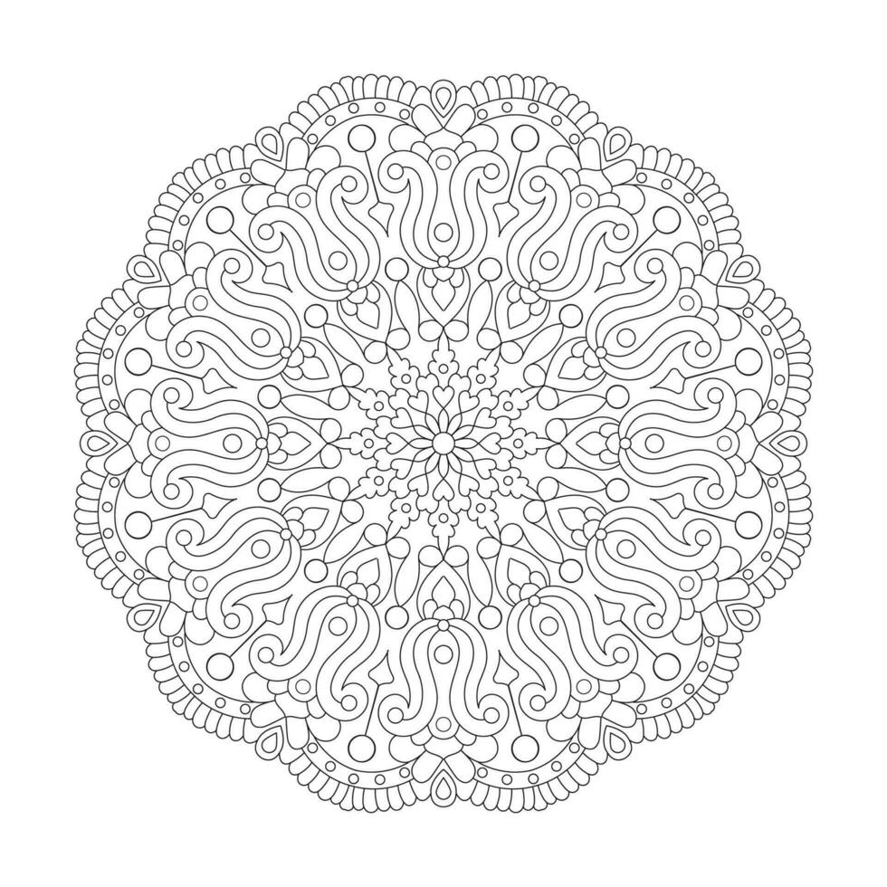 Solar Symphony adult coloring book mandala page for kdp book interior. vector