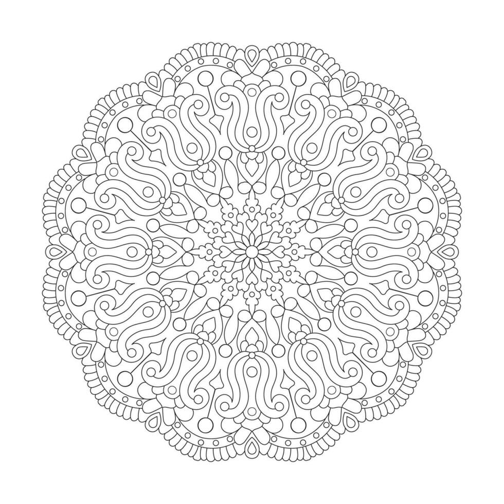 Solar Symphony adult coloring book mandala page for kdp book interior. vector