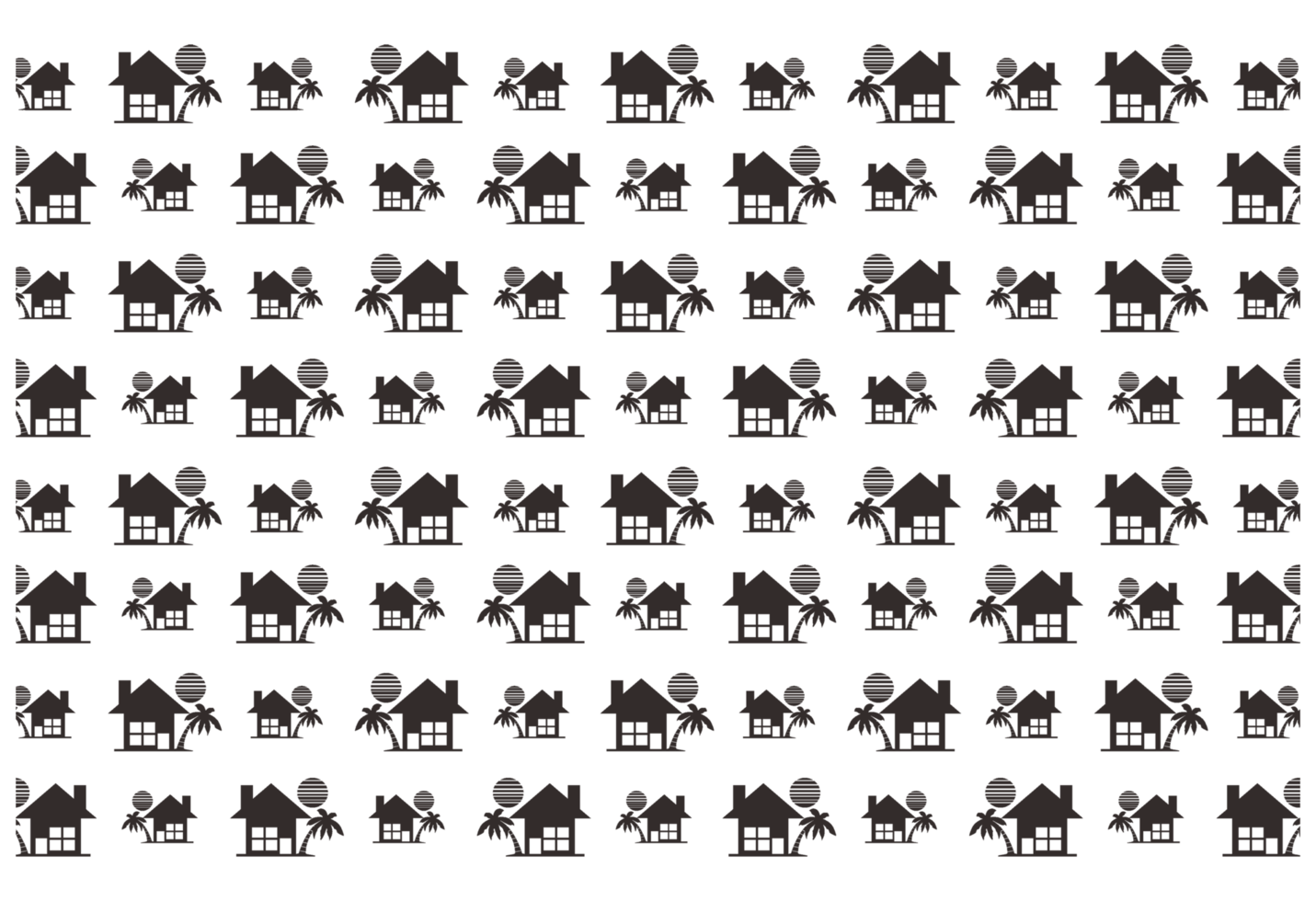 House With Palm Tree Silhouette Pattern Background png