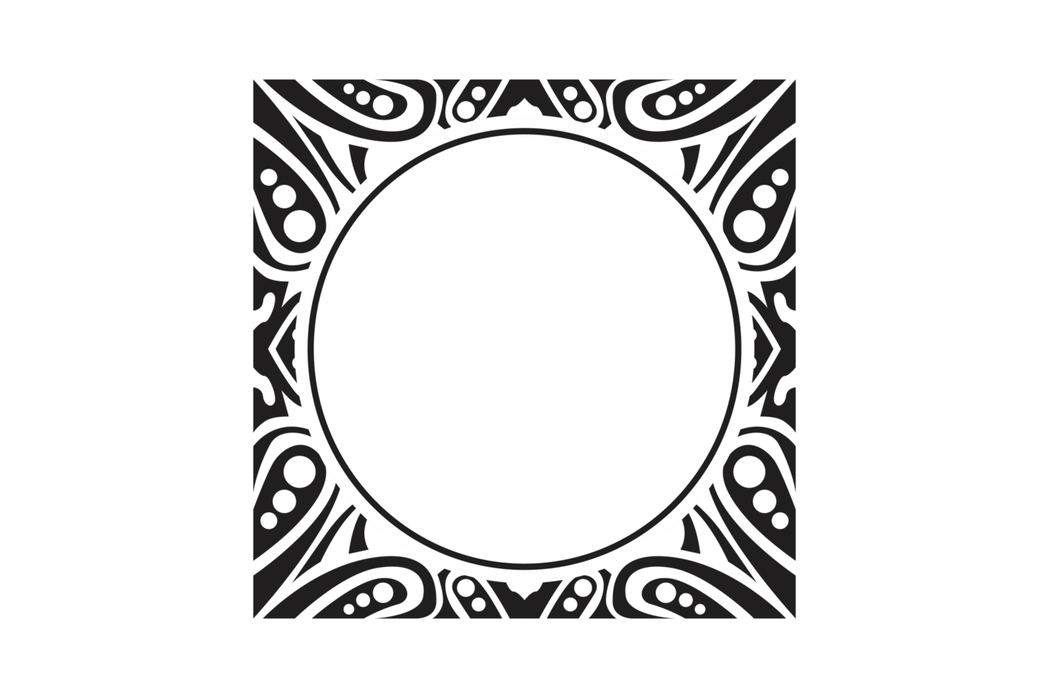 Black Ornament Border With Dot Pattern Design With Transparent Background png