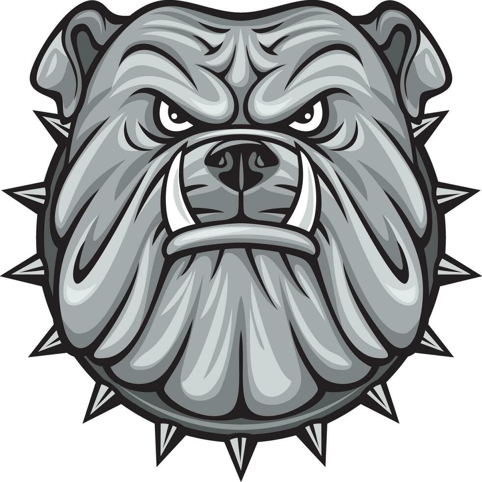 Angry Bulldog Face Color. Vector Illustration.