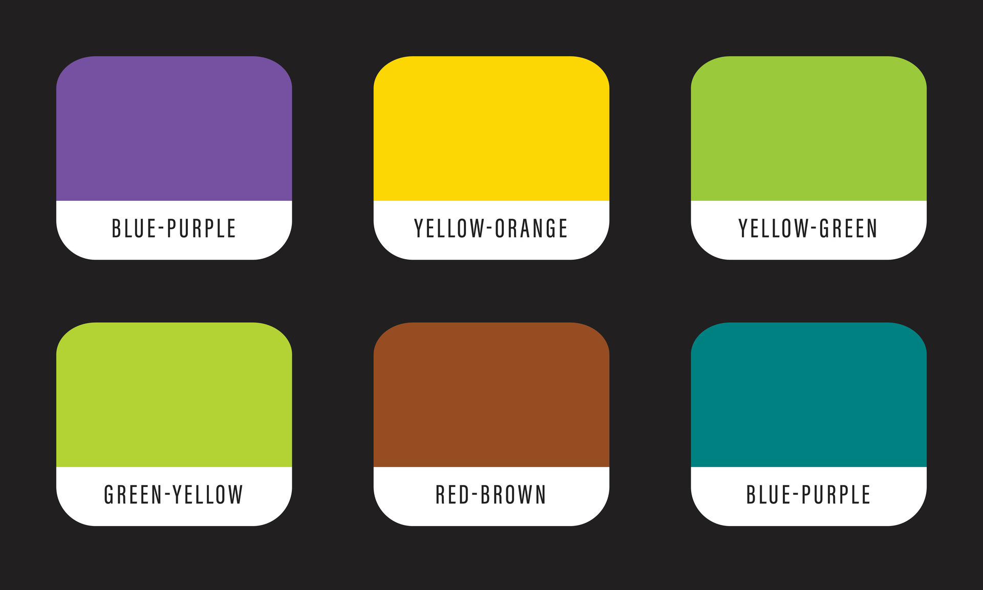 Analogous color scheme set with color names 34132294 Vector Art at Vecteezy