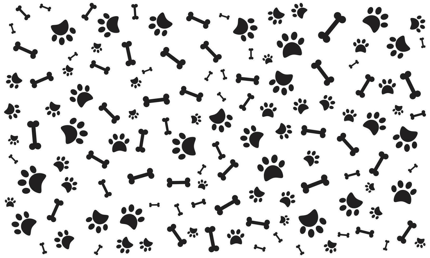 Dog paw and bone seamless vector pattern background illustration