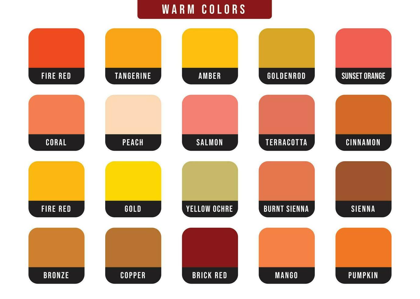 20 warm color palette vector