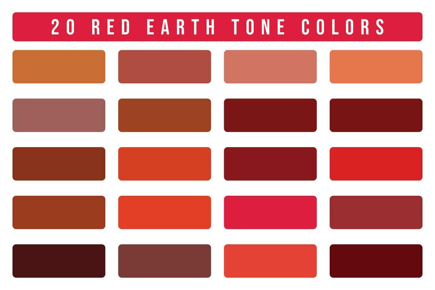 Red earth tone color palette scheme set vector illustration