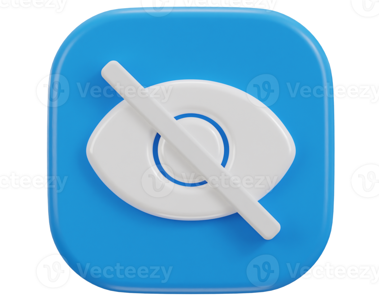 3d eye visibility off icon illustration png