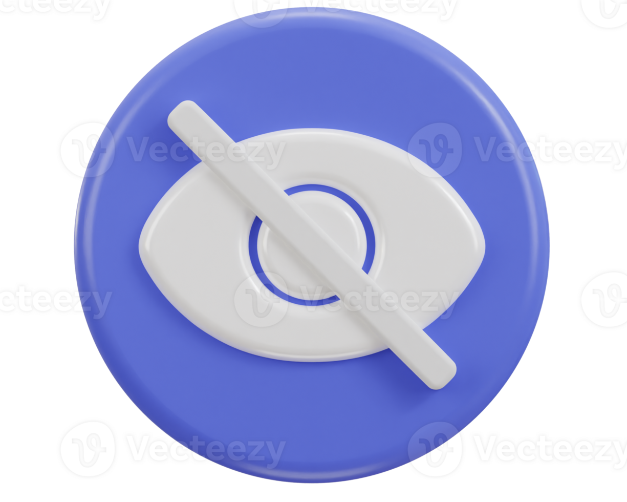 3d eye visibility off icon illustration png