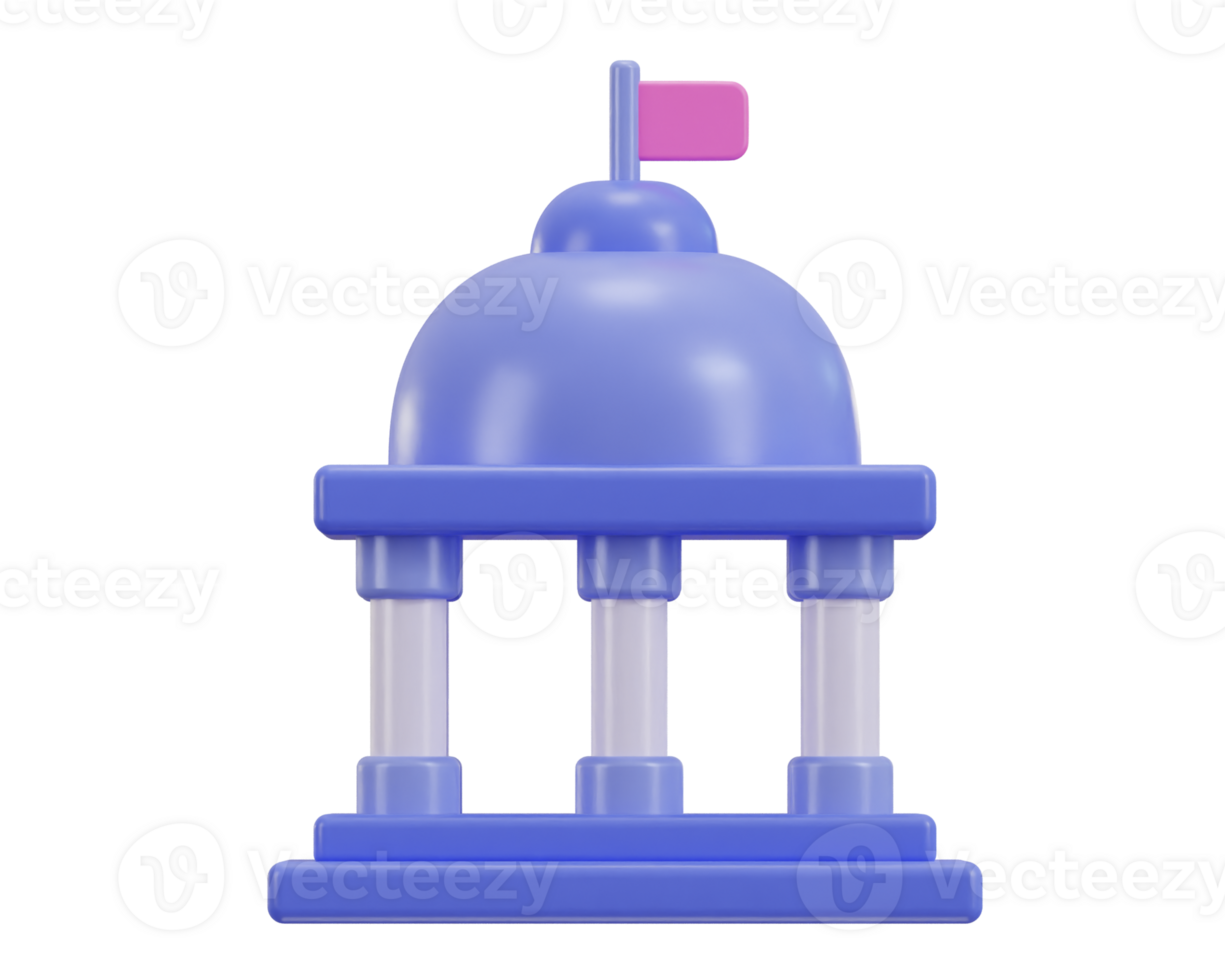 regering stad hal gebouw concept van bank of school- symbool 3d icoon png