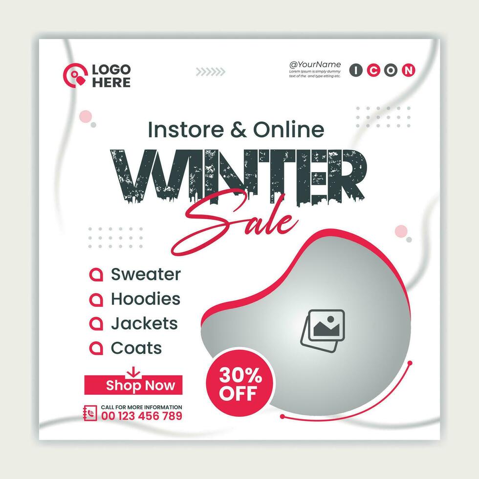 Winter sale instagram poster and banner design vector