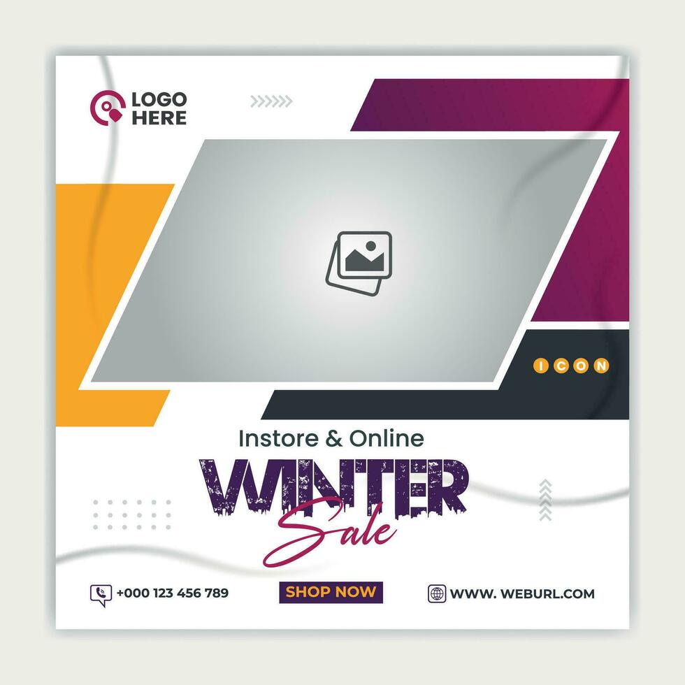 Winter sale social media post template with winter theme vector