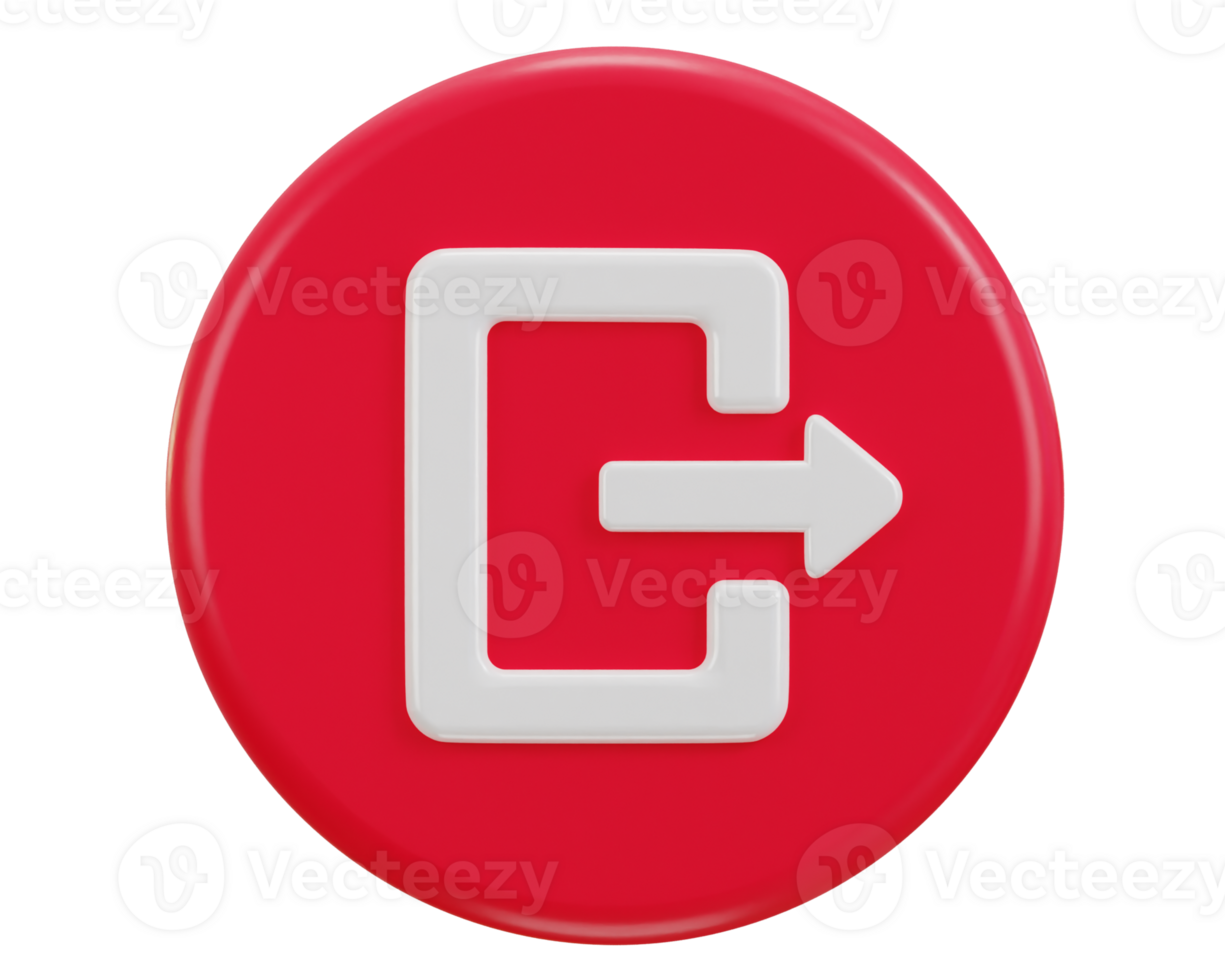 exit button emergency icon 3d rendering illustration png