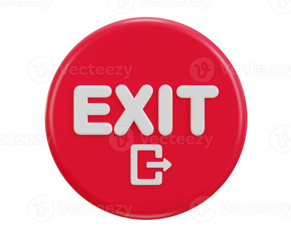 3d exit emergency button icon illustration png