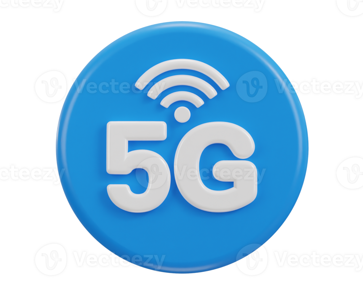 5g network button icon 3d rendering icon png