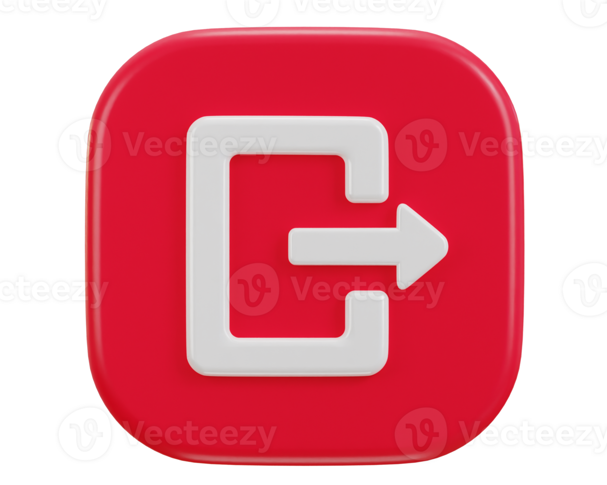 exit button emergency icon 3d rendering illustration png