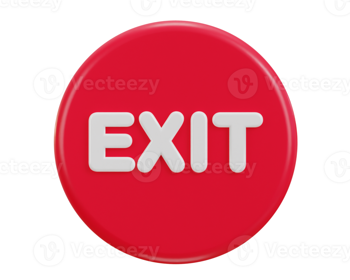 3d exit emergency button icon illustration png