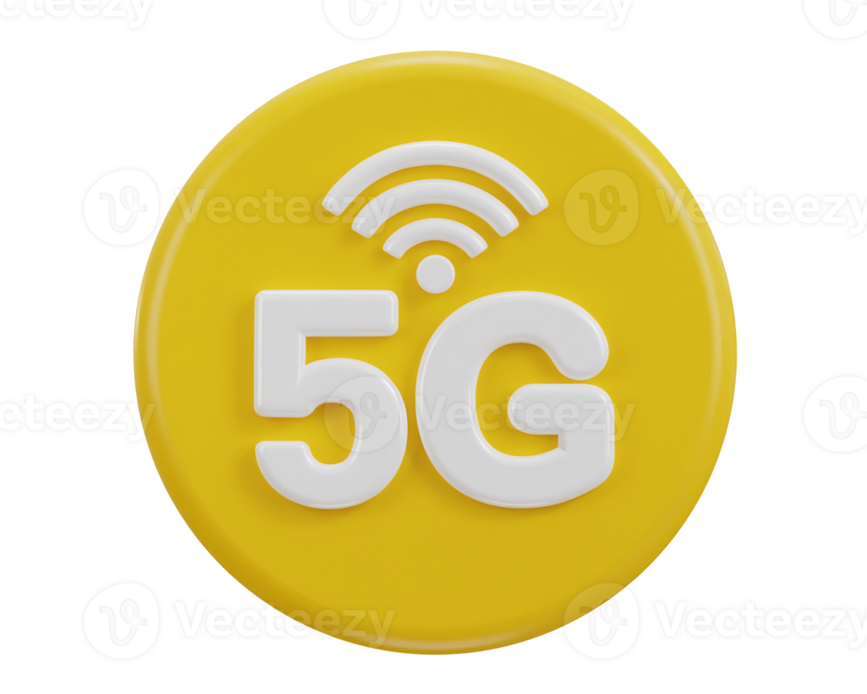 5g network button icon 3d rendering icon png