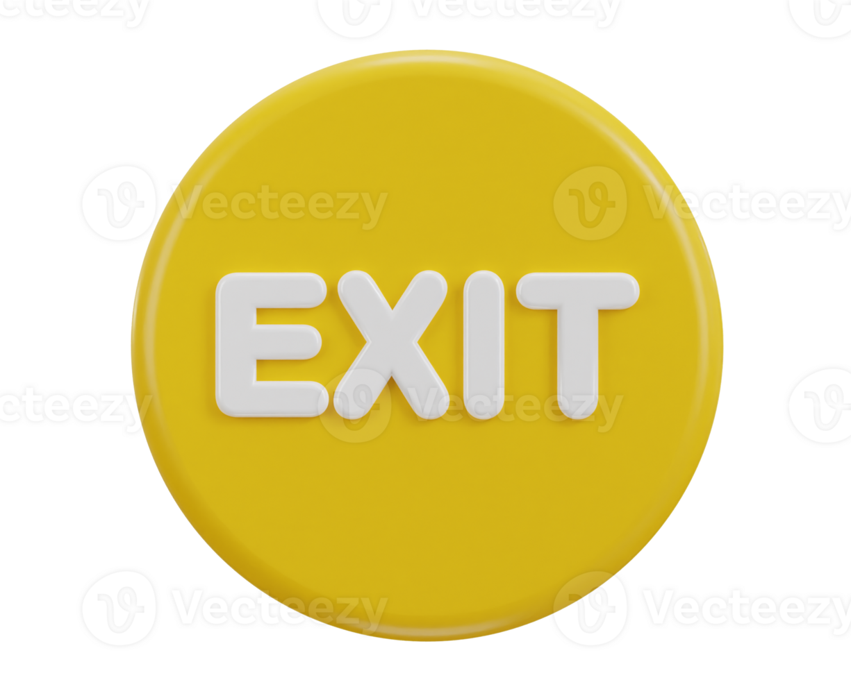 3d Saída emergência botão ícone ilustração png