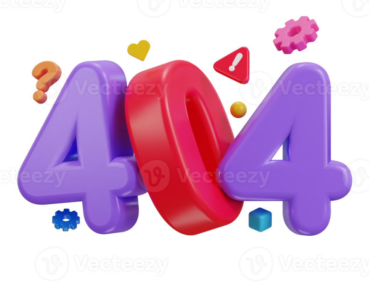 3d 404 not found icon illustration png