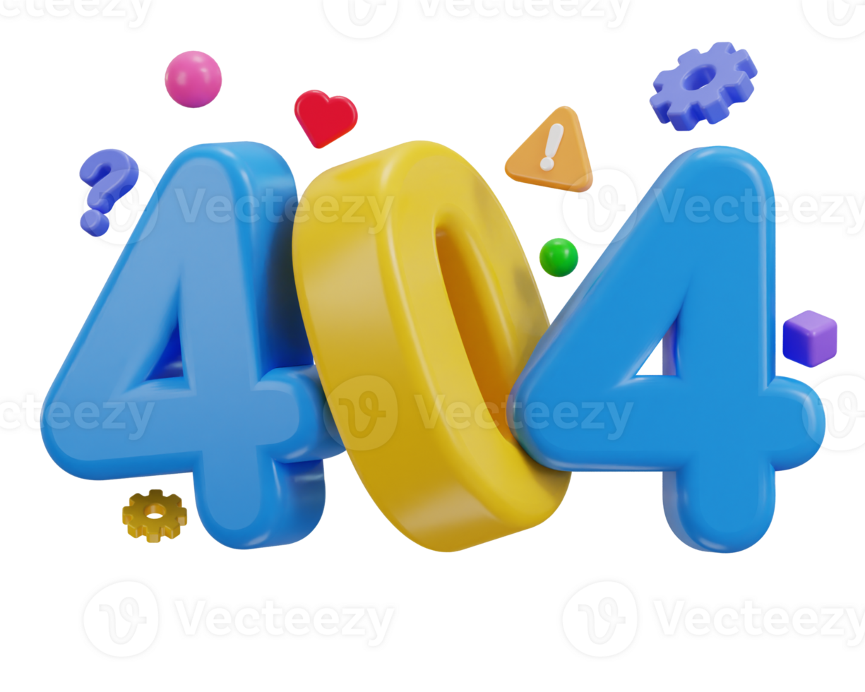 3d 404 not found icon illustration png