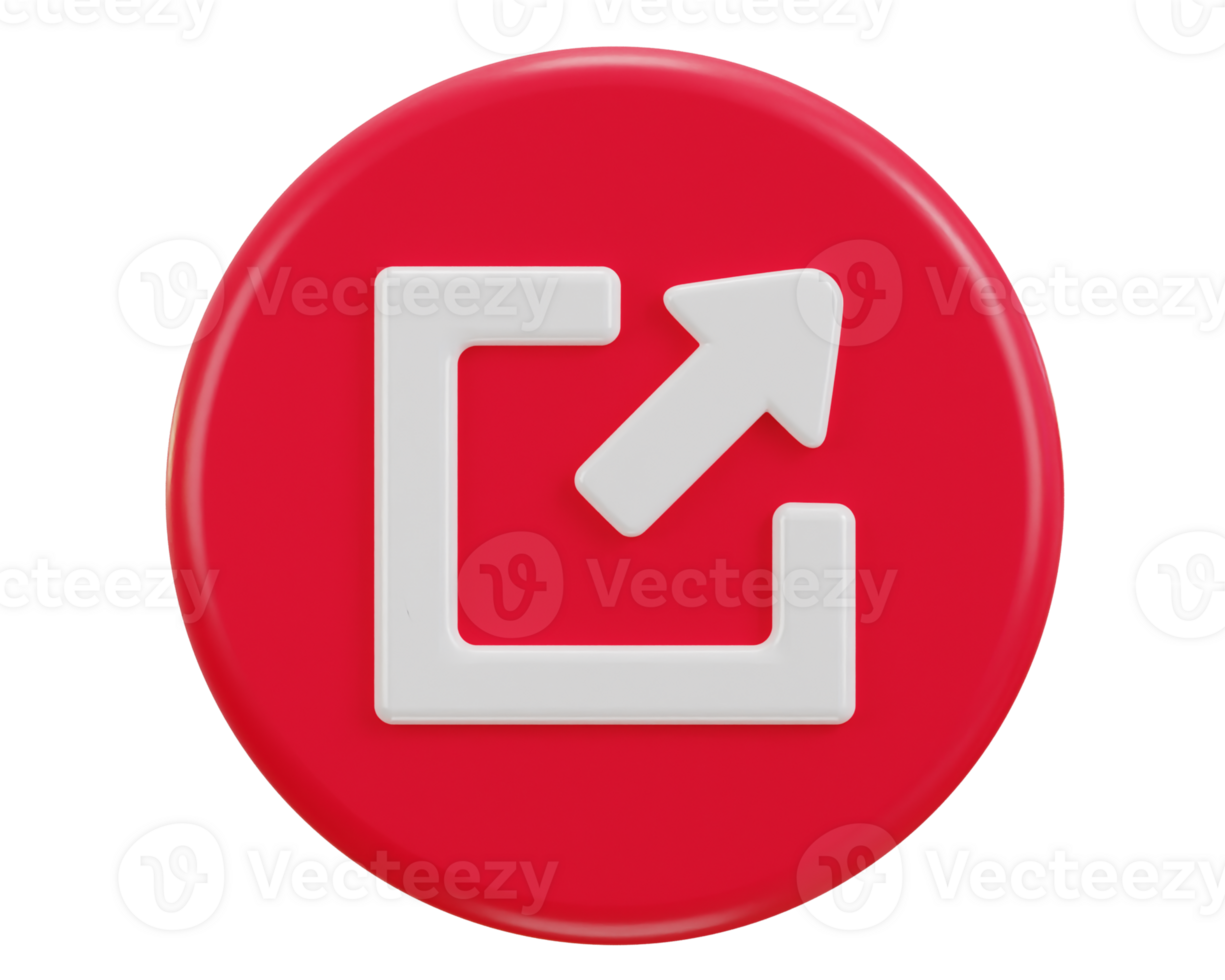 exit button emergency icon 3d rendering illustration png