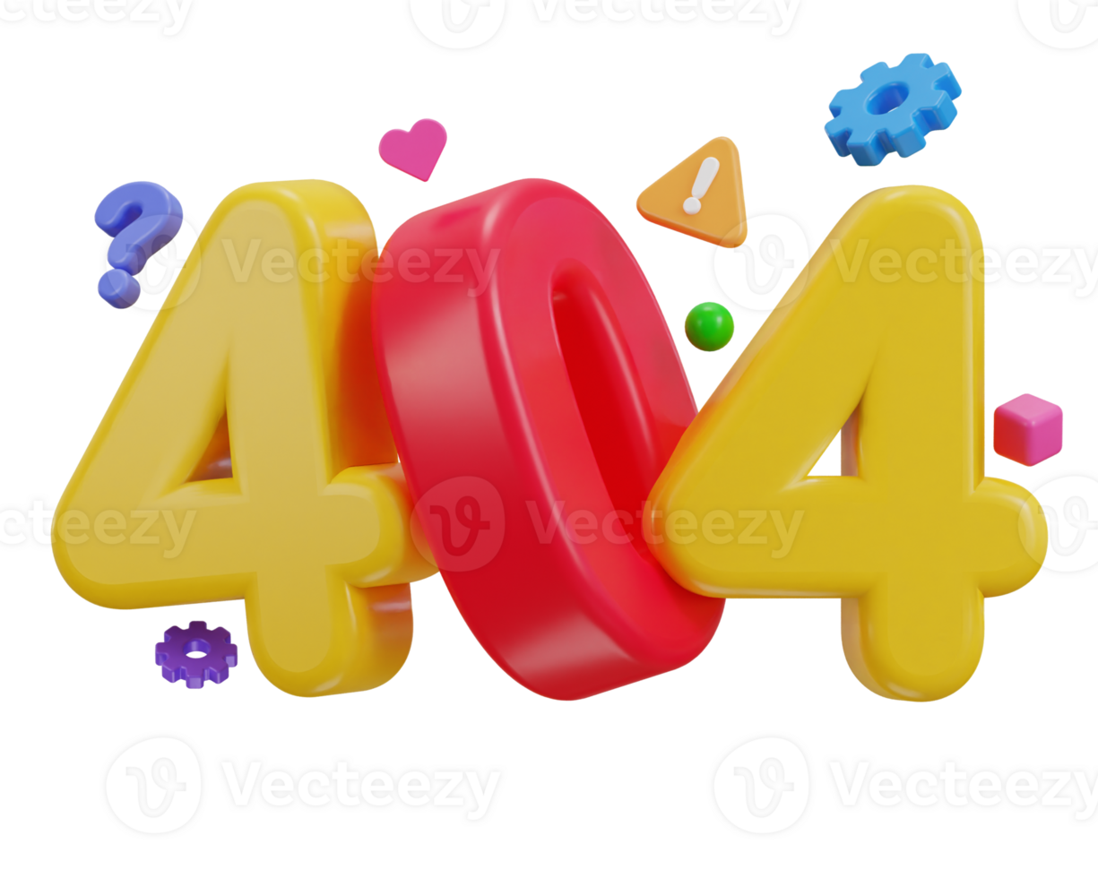 3d 404 not found icon illustration png