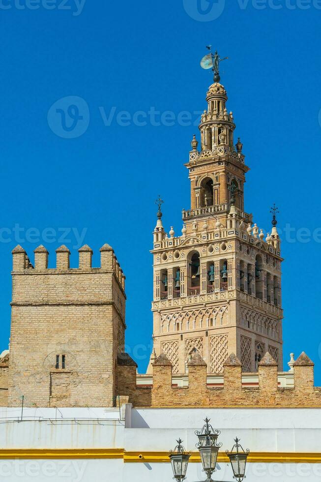 giralda torre y Sevilla catedral en pueblo Viejo España foto