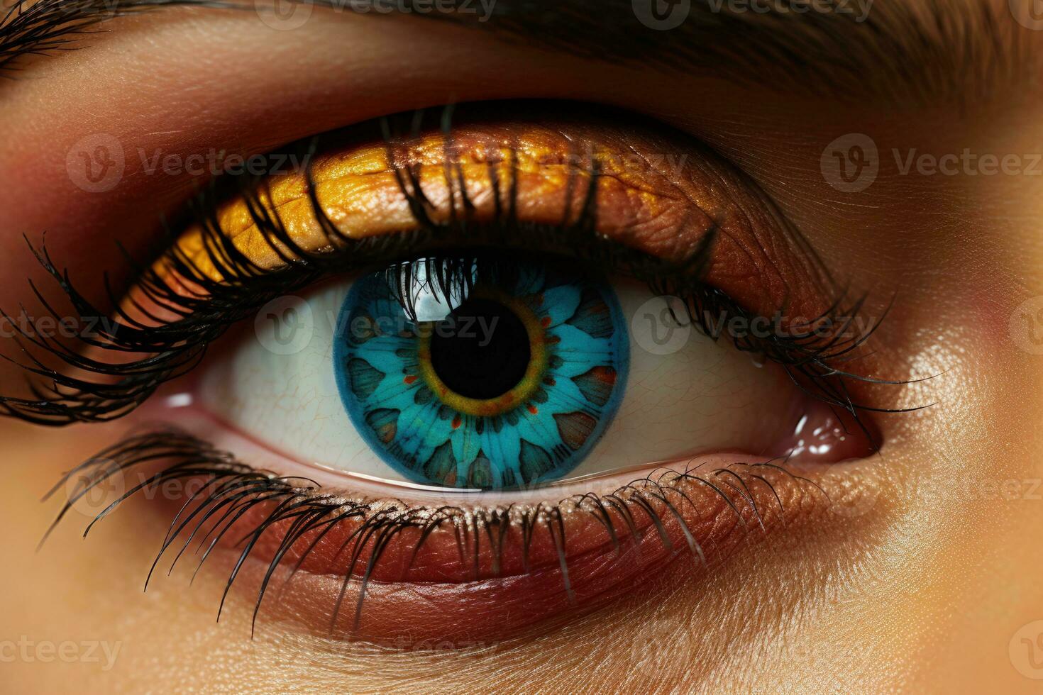 Multi cultural eye close ups expressing deep emotions in vivid elemental hues photo