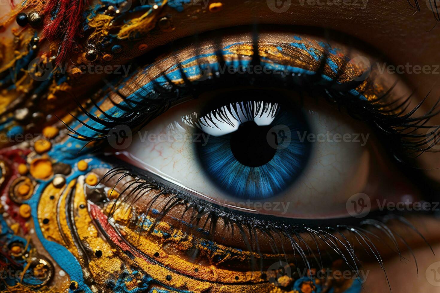 Multi cultural eye close ups expressing deep emotions in vivid elemental hues photo