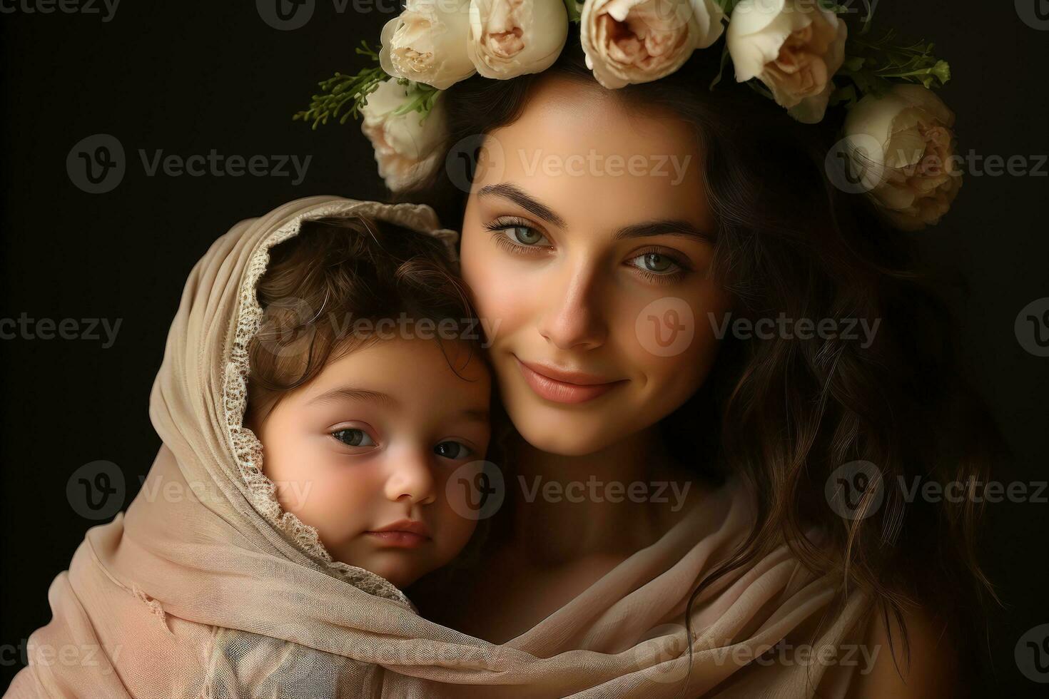 Newborns and parents in intimate moments highlighted in soft comforting hues photo