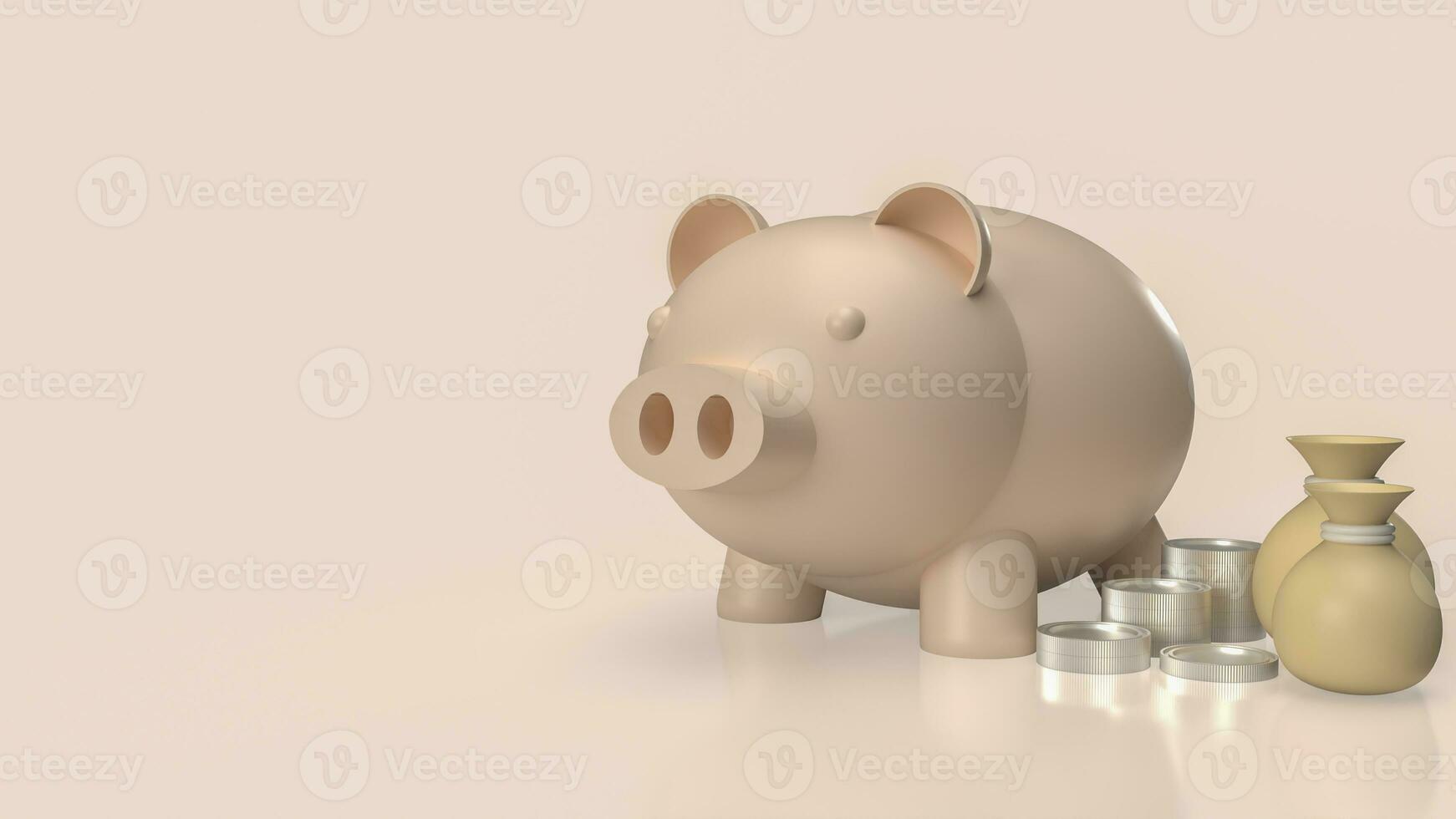 el cerdito banco y dinero bolso para negocio concepto 3d representación foto