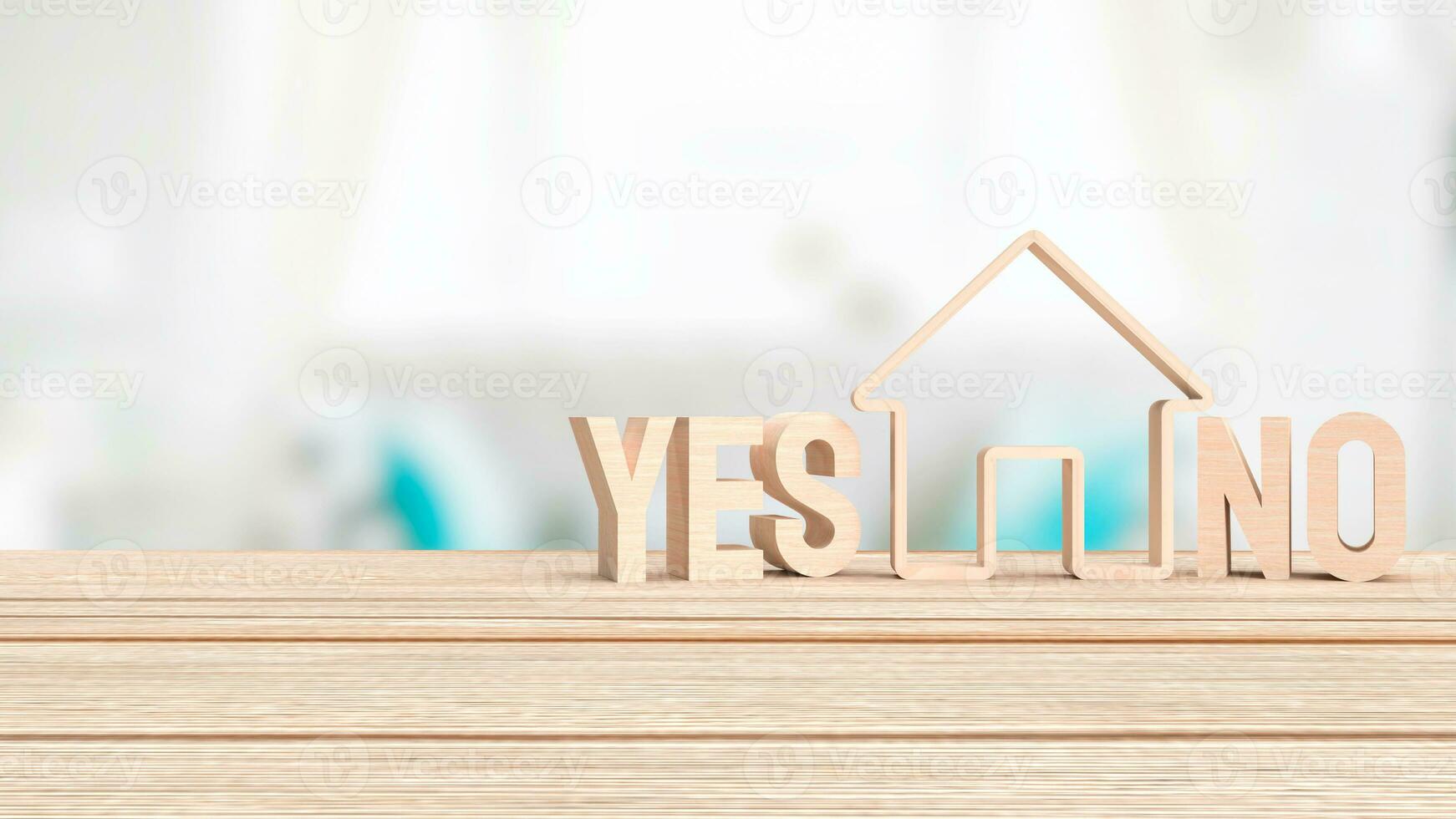 The House icon and Yes No text for property or building concept 3d rendering photo